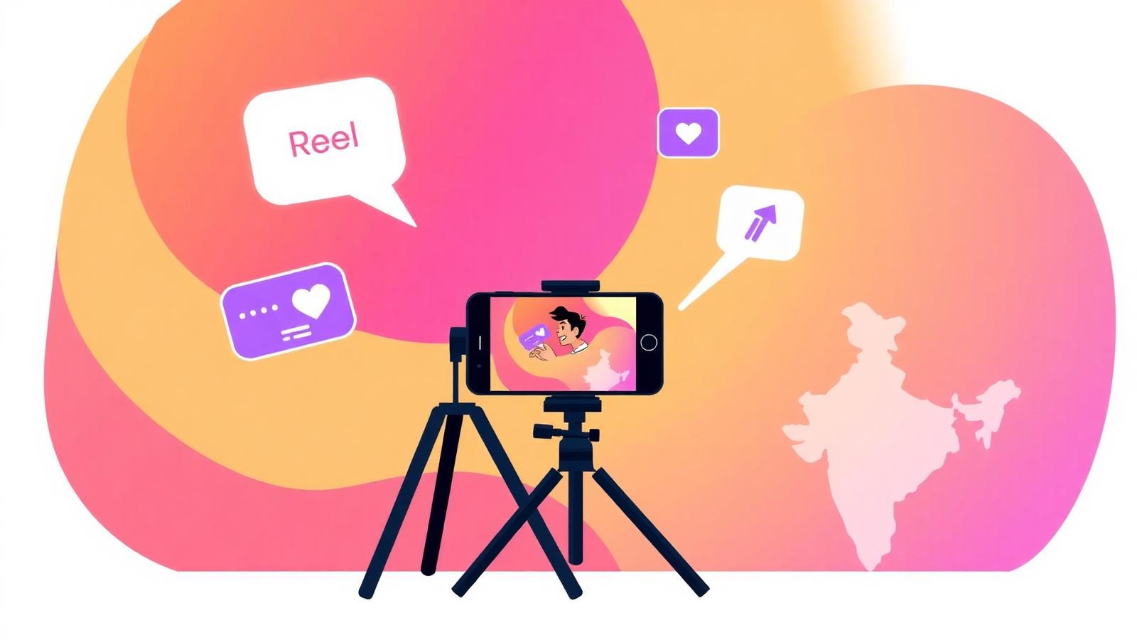 Indian Instagram creator filming a Reel with a ring light — guide to growing 10K followers organically in India without ads